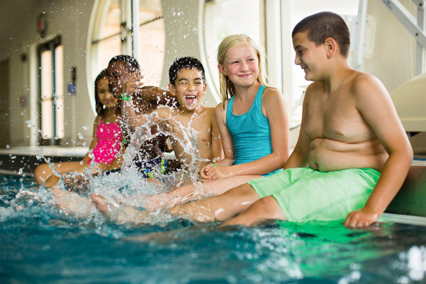 Kids playing in pool